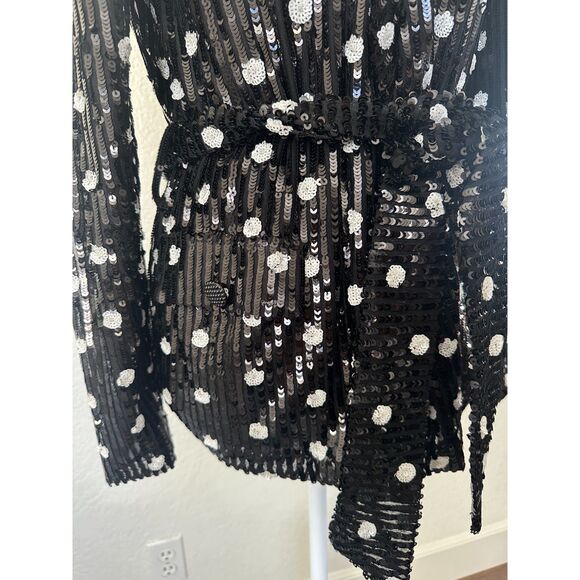 House of Harlow 1960 x Revolve Otto Blazer in Black White Polka Dots Sequins S - Picture 4 of 12